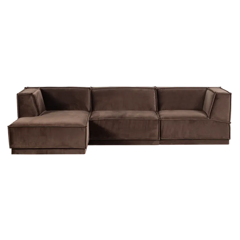 Manu Sjeselongsofa - Velvet brown - Venstre