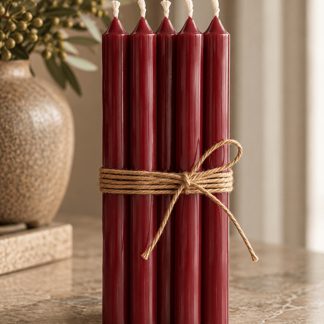 Hovedbilde Kronelys 5pk 28cm Vinrød