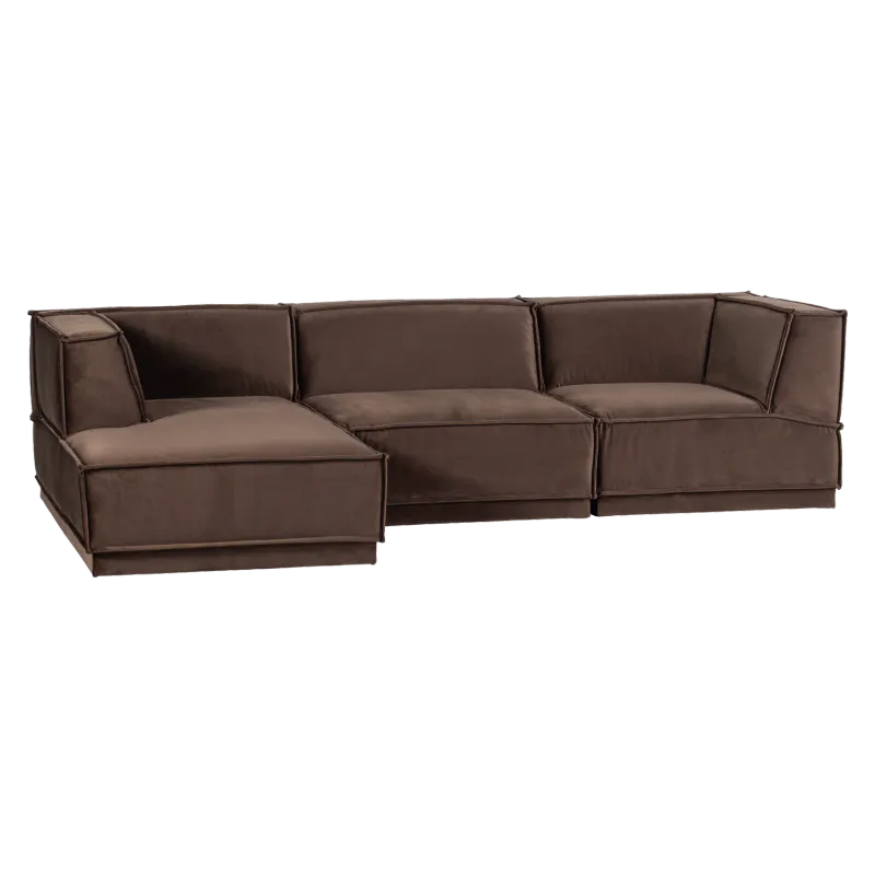Manu Sjeselongsofa - Velvet brown - Venstre