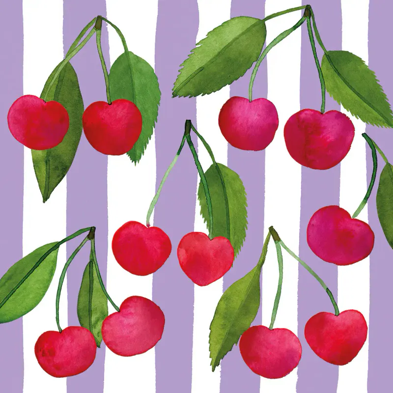 Servietter Cherrys and stripes