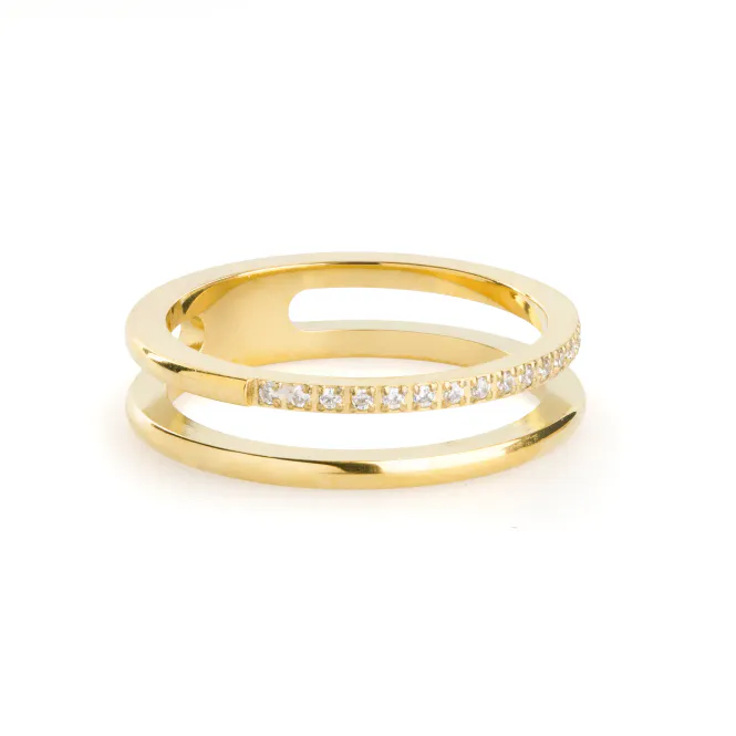 Hovedbilde MELISSA - DUO CRYSTAL RING RUSTFRITT STÅL GULL