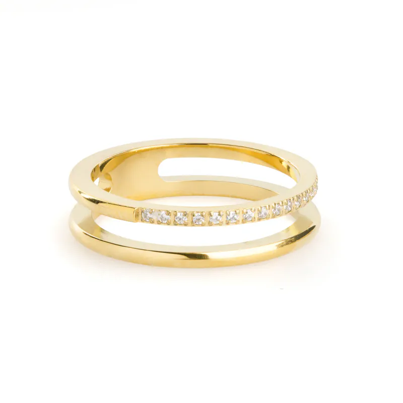 MELISSA - DUO CRYSTAL RING RUSTFRITT STÅL GULL