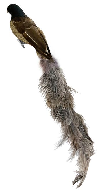 Hovedbilde Dekorfugl Brun/glitter 56cm 