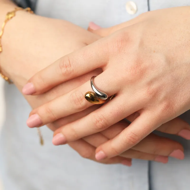 AVA - MIXED METAL RING STAINLESS STEEL GOLD/SILVER
